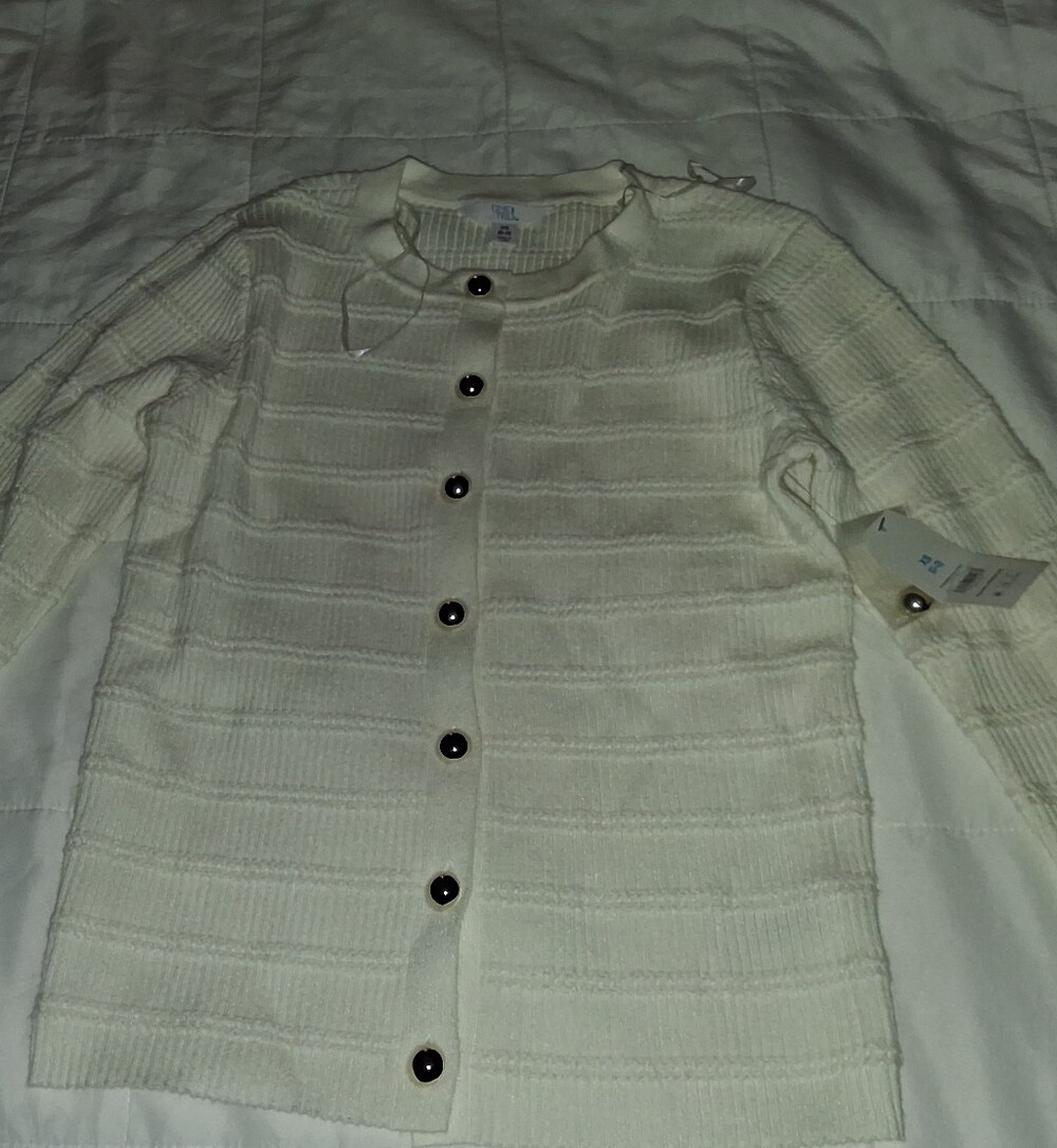Time And Tru Women's Puckered Stitch Cardigan - Creamy White - XS (0-2)
